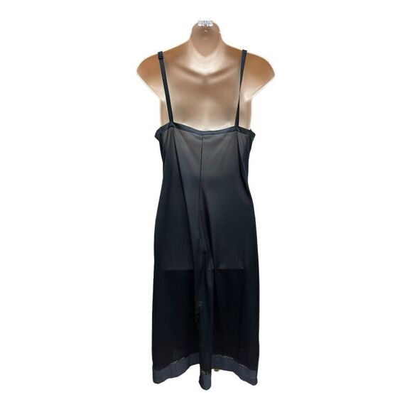 Vintage Lorraine Slip Sz L Black 100% Nylon Full Slip Dress Adjustable Strap USA - Picture 4 of 9